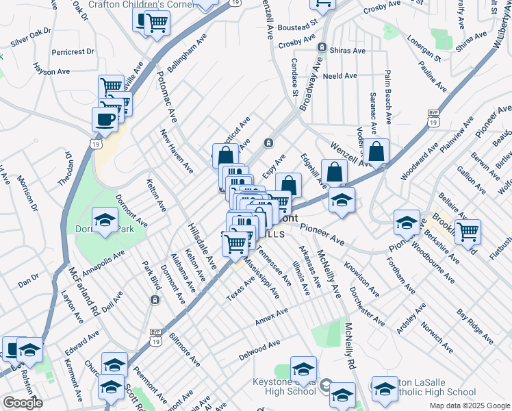 map of restaurants, bars, coffee shops, grocery stores, and more near 2851 Glenmore Avenue in Pittsburgh