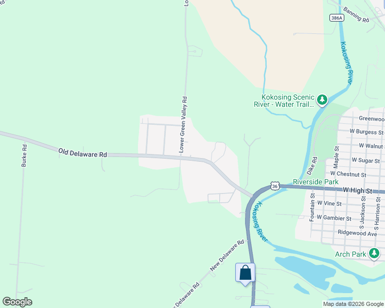 map of restaurants, bars, coffee shops, grocery stores, and more near 1685 Old Delaware Road in Mount Vernon