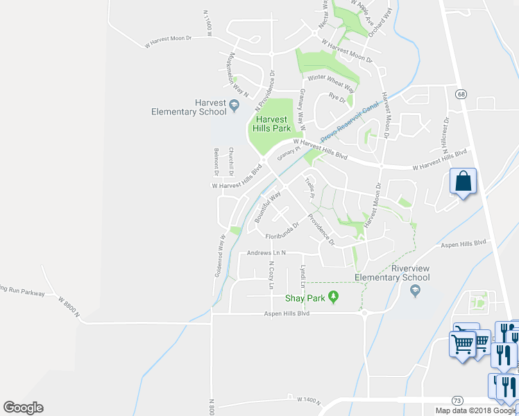 map of restaurants, bars, coffee shops, grocery stores, and more near 1893 Bountiful Way in Saratoga Springs