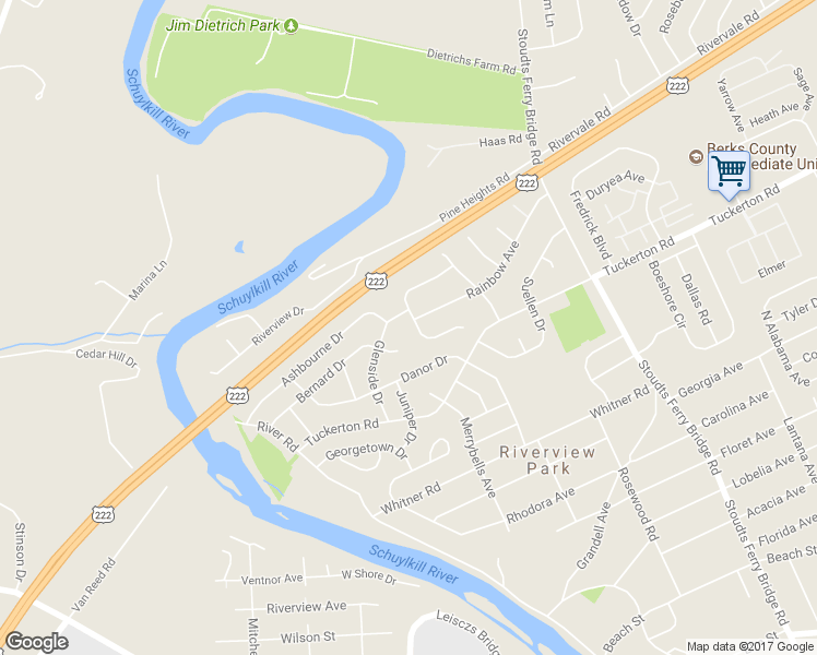map of restaurants, bars, coffee shops, grocery stores, and more near 4532 Daniel Street in Reading
