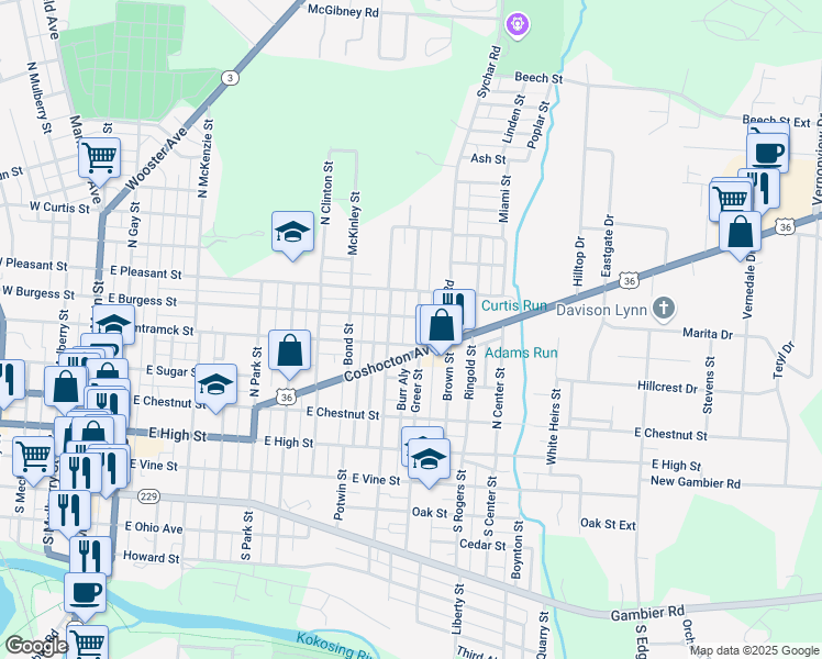 map of restaurants, bars, coffee shops, grocery stores, and more near 305 Braddock Street in Mount Vernon