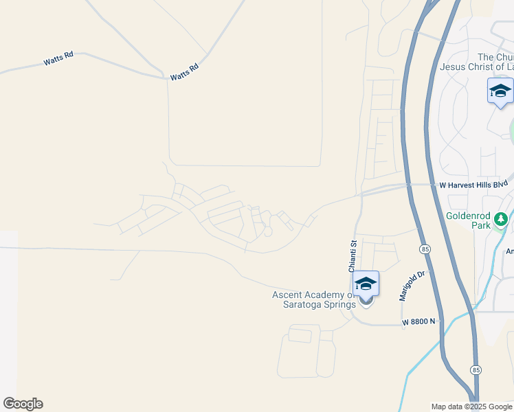 map of restaurants, bars, coffee shops, grocery stores, and more near Unnamed Road in Eagle Mountain