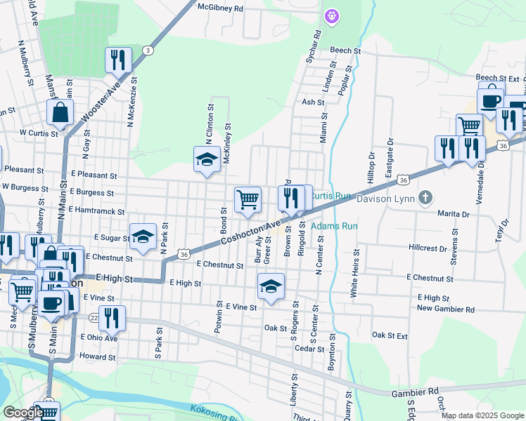map of restaurants, bars, coffee shops, grocery stores, and more near 305 Braddock Street in Mount Vernon