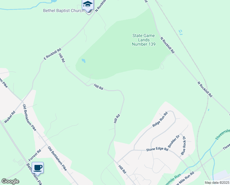 map of restaurants, bars, coffee shops, grocery stores, and more near 2752 Hill Road in Sellersville