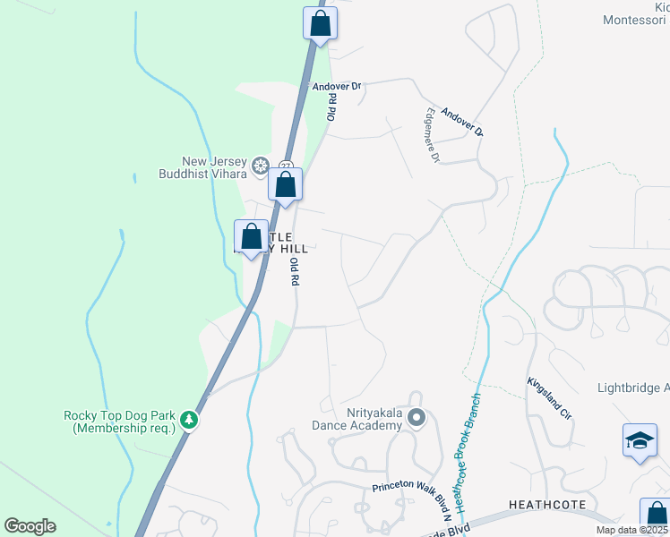 map of restaurants, bars, coffee shops, grocery stores, and more near 16 Hardwick Drive in South Brunswick Township