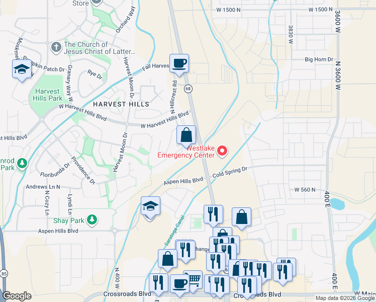 map of restaurants, bars, coffee shops, grocery stores, and more near 69 W Ridge Rd in Saratoga Springs