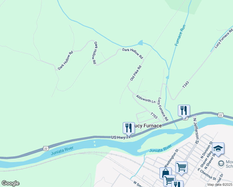 map of restaurants, bars, coffee shops, grocery stores, and more near 14 Equine Lane in Mount Union