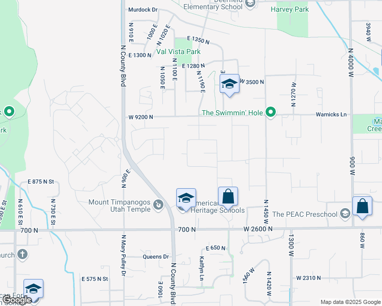 map of restaurants, bars, coffee shops, grocery stores, and more near 914 E 150 S in American Fork