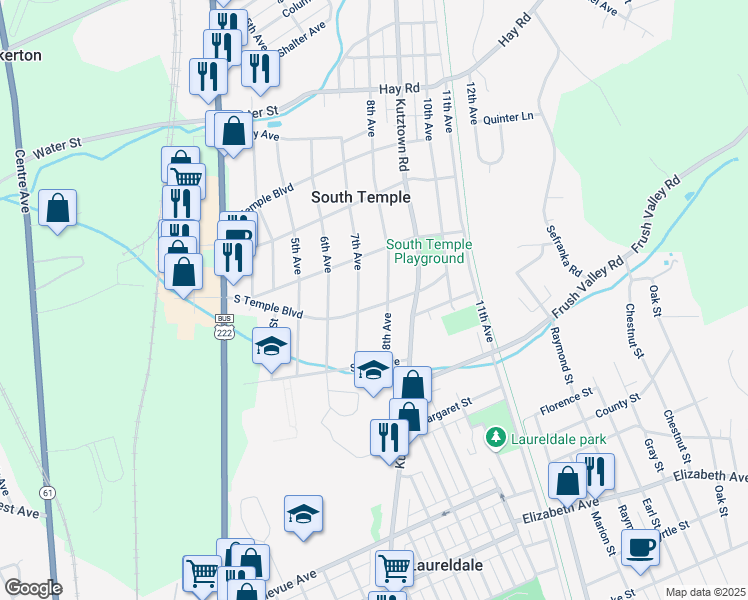 map of restaurants, bars, coffee shops, grocery stores, and more near 708 South Temple Boulevard in Temple