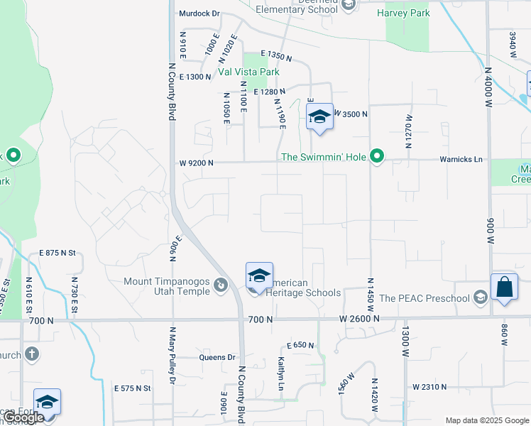 map of restaurants, bars, coffee shops, grocery stores, and more near 914 E 150 S in American Fork