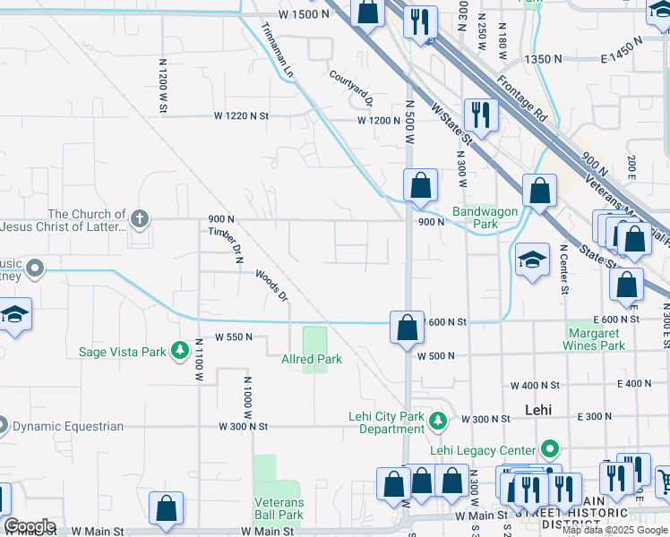 map of restaurants, bars, coffee shops, grocery stores, and more near 727 West Charlotte Street in Lehi