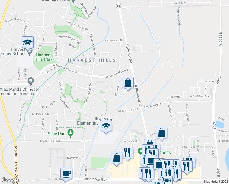 map of restaurants, bars, coffee shops, grocery stores, and more near 143 West Ridge Road in Saratoga Springs