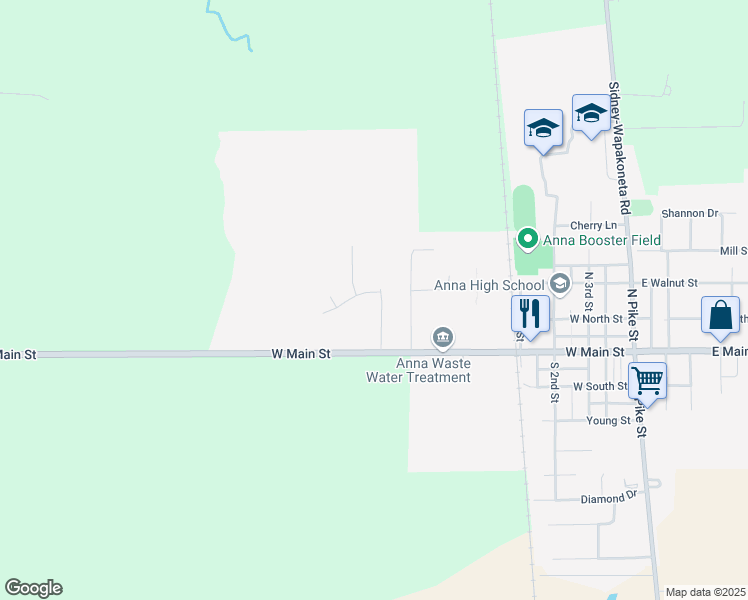 map of restaurants, bars, coffee shops, grocery stores, and more near 107a Brookside Drive in Anna