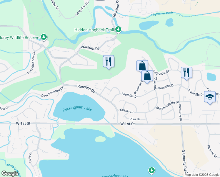 map of restaurants, bars, coffee shops, grocery stores, and more near 445 Mariana Pointe Court in Loveland