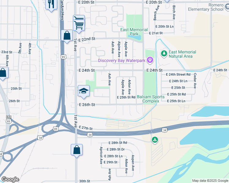 map of restaurants, bars, coffee shops, grocery stores, and more near 2441 Alpine Avenue in Greeley