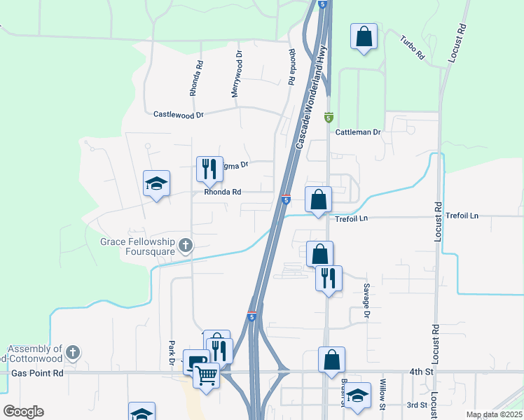 map of restaurants, bars, coffee shops, grocery stores, and more near 20777 Manzi Way in Cottonwood