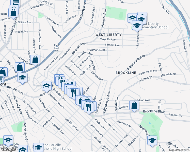 map of restaurants, bars, coffee shops, grocery stores, and more near 744 Berwin Avenue in Pittsburgh