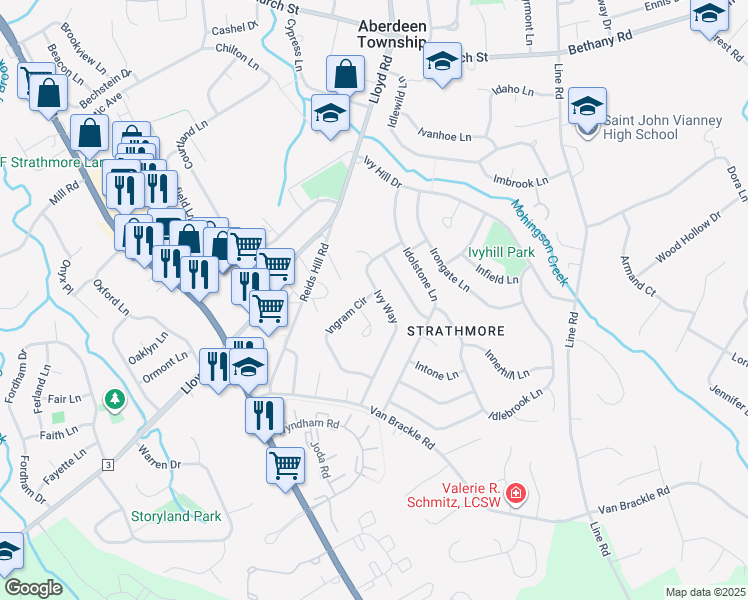 map of restaurants, bars, coffee shops, grocery stores, and more near 9 Island Place in Monmouth County