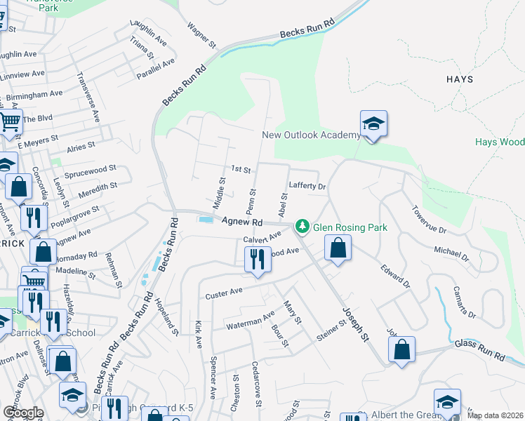 map of restaurants, bars, coffee shops, grocery stores, and more near in Baldwin