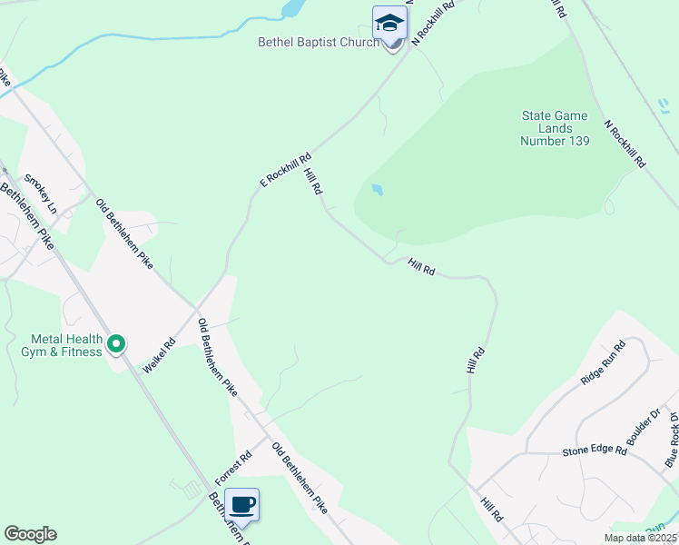 map of restaurants, bars, coffee shops, grocery stores, and more near 2938 Hill Road in Sellersville
