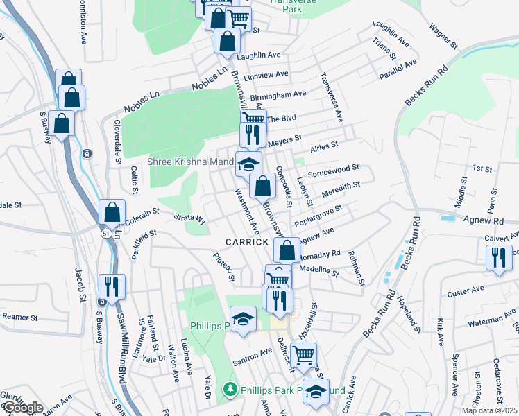 map of restaurants, bars, coffee shops, grocery stores, and more near 9 Newett Street in Pittsburgh