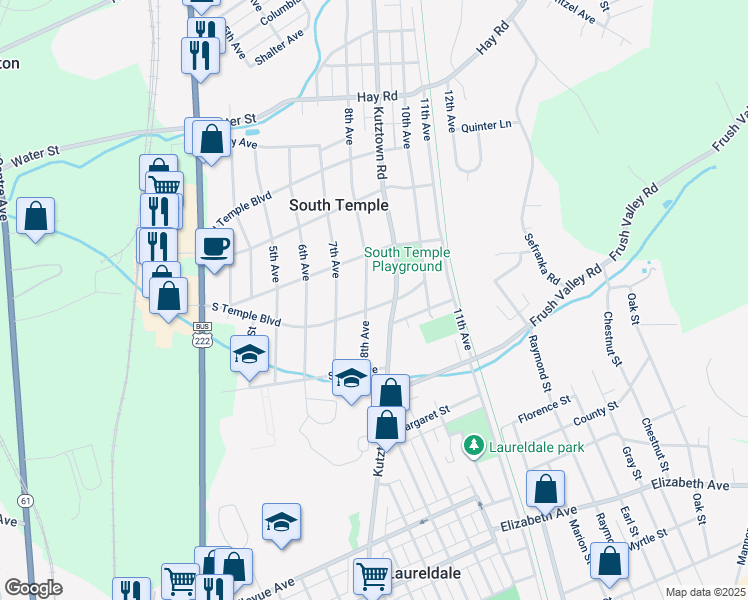 map of restaurants, bars, coffee shops, grocery stores, and more near 801 South Temple Boulevard in Temple