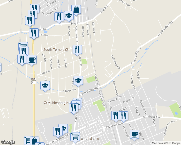map of restaurants, bars, coffee shops, grocery stores, and more near 1003 Midway Avenue in Temple