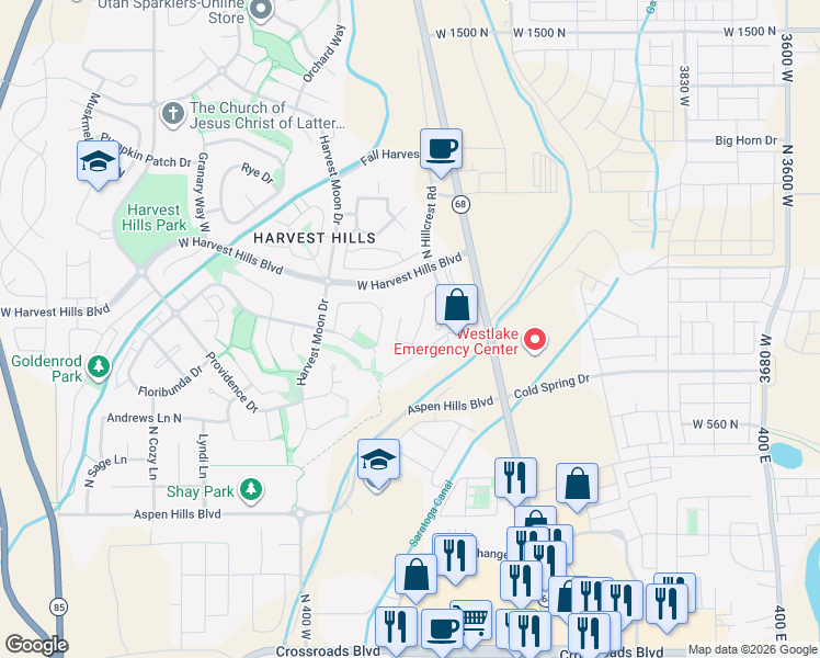 map of restaurants, bars, coffee shops, grocery stores, and more near 143 West Ridge Road in Saratoga Springs