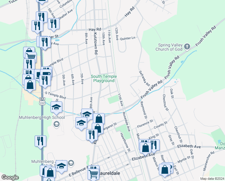 map of restaurants, bars, coffee shops, grocery stores, and more near 1003 Midway Avenue in Temple