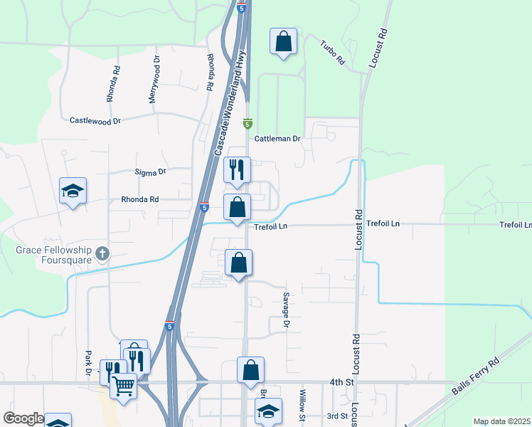 map of restaurants, bars, coffee shops, grocery stores, and more near 3747 Main Street in Cottonwood