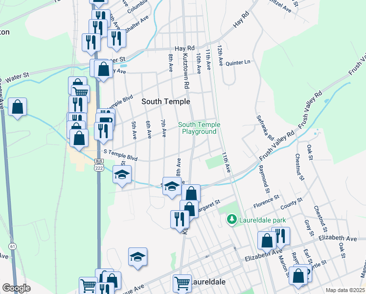 map of restaurants, bars, coffee shops, grocery stores, and more near 801 South Temple Boulevard in Temple