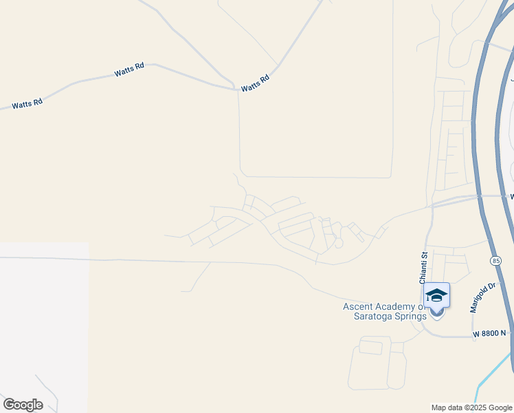 map of restaurants, bars, coffee shops, grocery stores, and more near West Rose Glow Drive in Saratoga Springs