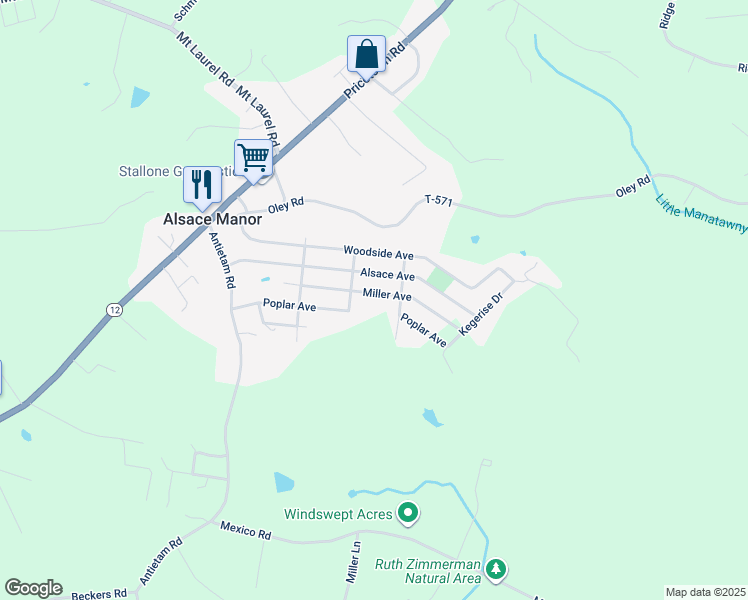 map of restaurants, bars, coffee shops, grocery stores, and more near 32 Miller Avenue in Temple