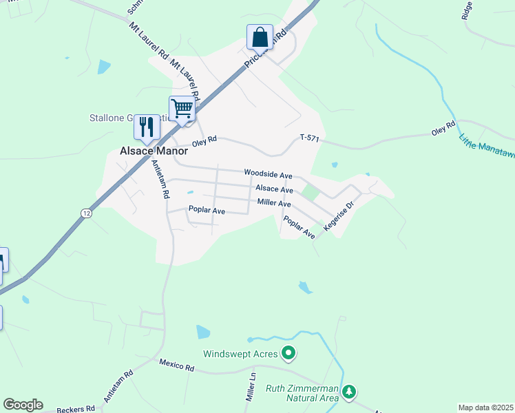 map of restaurants, bars, coffee shops, grocery stores, and more near 24 Miller Avenue in Temple
