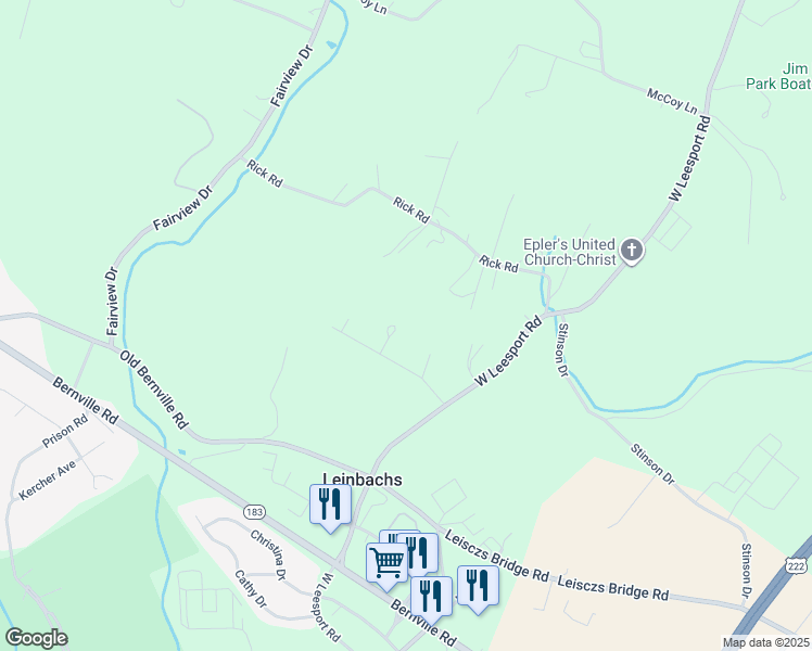 map of restaurants, bars, coffee shops, grocery stores, and more near 1027 Faller Lane in Reading
