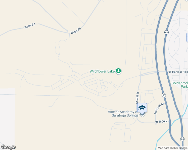 map of restaurants, bars, coffee shops, grocery stores, and more near Military Rd in Lehi
