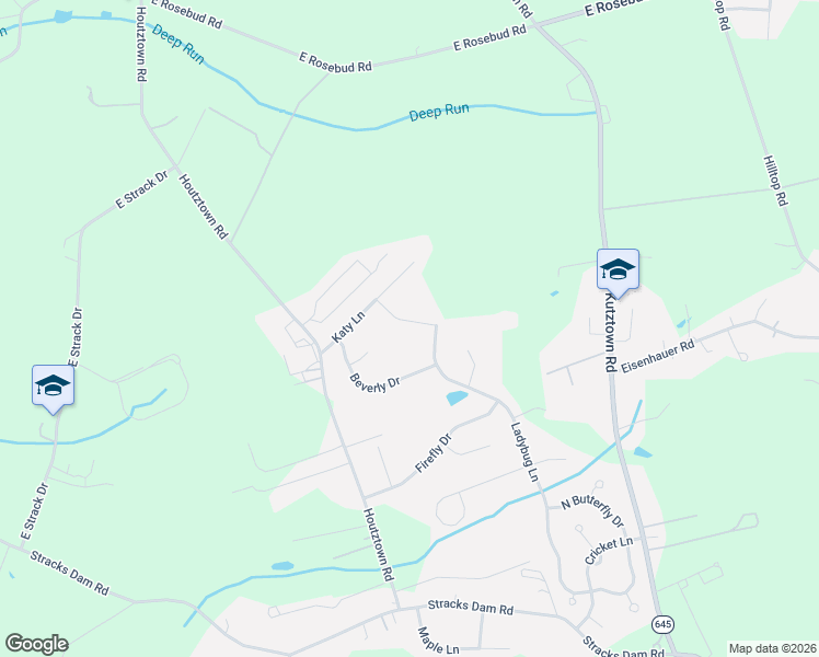 map of restaurants, bars, coffee shops, grocery stores, and more near 24 Katy Lane in Myerstown