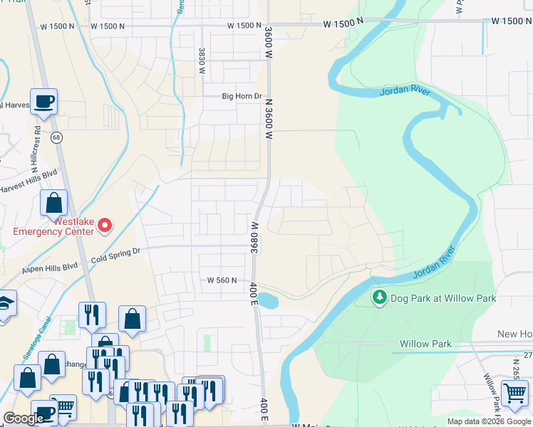 map of restaurants, bars, coffee shops, grocery stores, and more near 811 North 3620 West in Lehi