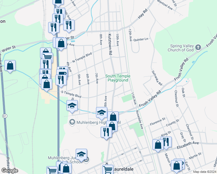 map of restaurants, bars, coffee shops, grocery stores, and more near 4121 8th Avenue in Temple