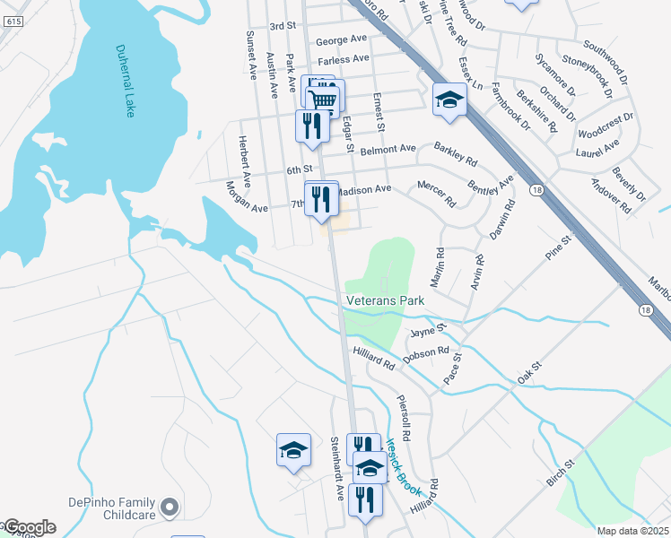 map of restaurants, bars, coffee shops, grocery stores, and more near 1224 Englishtown Road in Old Bridge