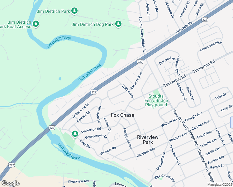 map of restaurants, bars, coffee shops, grocery stores, and more near 1107 Rainbow Avenue in Reading