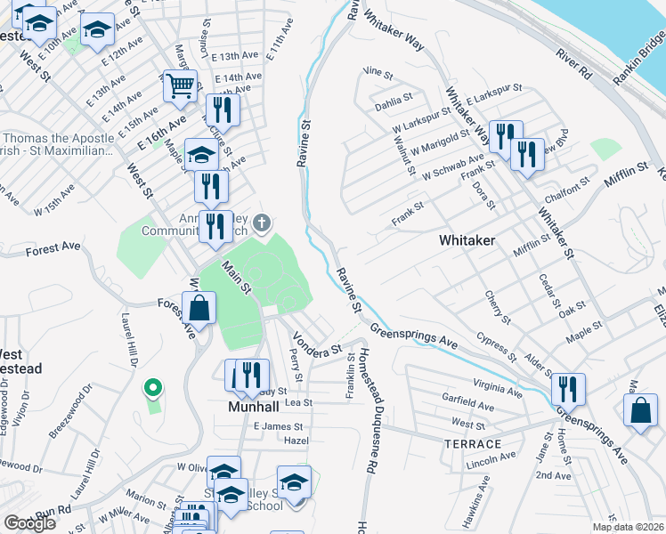 map of restaurants, bars, coffee shops, grocery stores, and more near 302 Sherman Avenue in Homestead