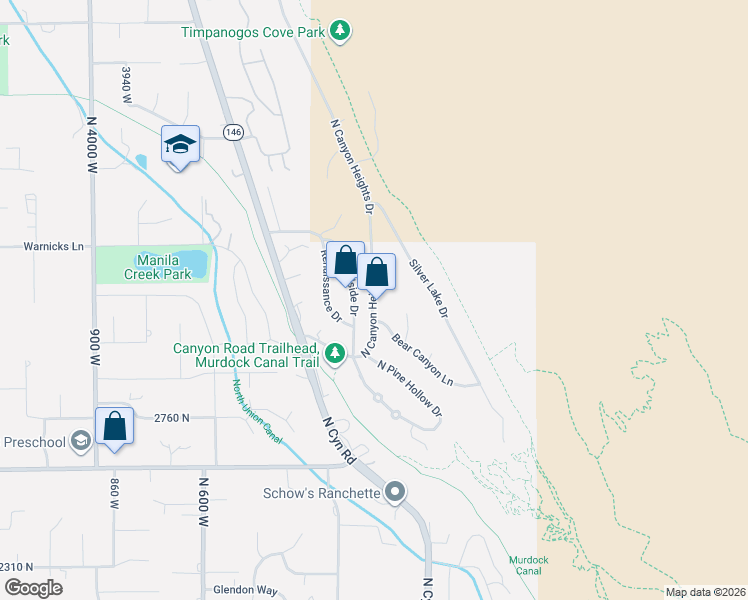 map of restaurants, bars, coffee shops, grocery stores, and more near 9123 North Canyon Heights Drive in Cedar Hills