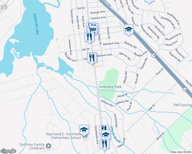 map of restaurants, bars, coffee shops, grocery stores, and more near 1212 Englishtown Road in Old Bridge
