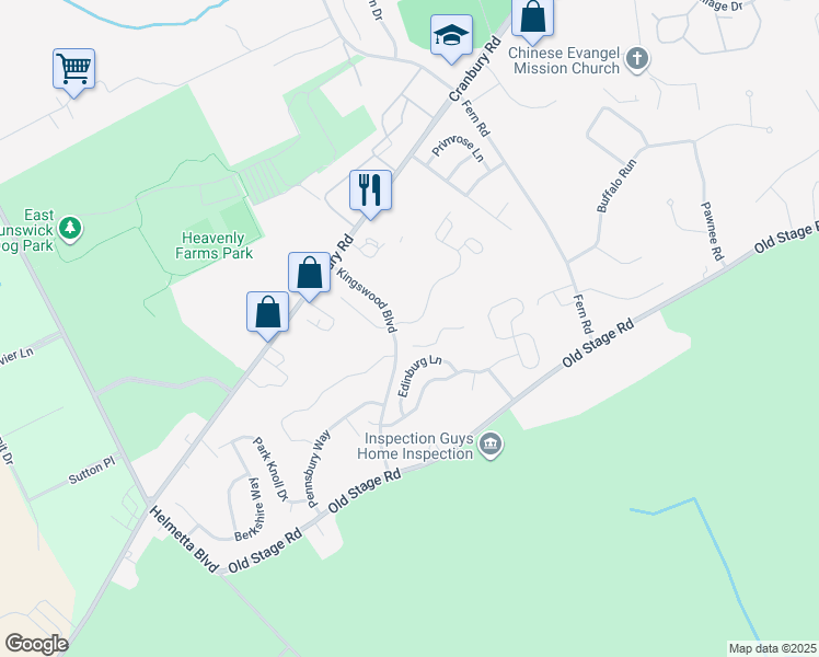 map of restaurants, bars, coffee shops, grocery stores, and more near 104 Commons at Kingswood Drive in East Brunswick