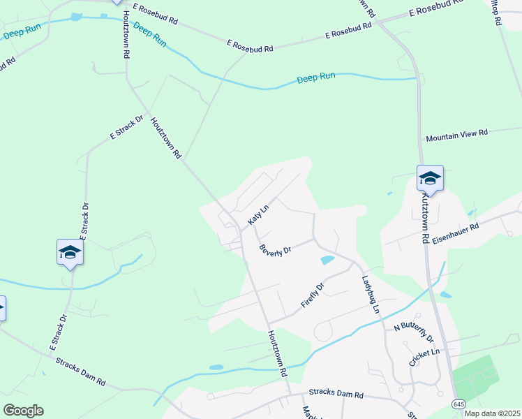 map of restaurants, bars, coffee shops, grocery stores, and more near 5 Katy Lane in Myerstown