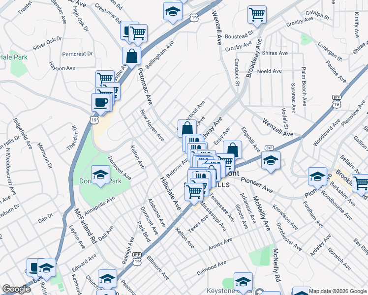 map of restaurants, bars, coffee shops, grocery stores, and more near 1625 Potomac Avenue in Pittsburgh
