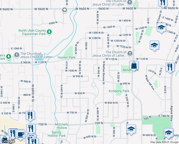map of restaurants, bars, coffee shops, grocery stores, and more near 471 West 1040 North in American Fork