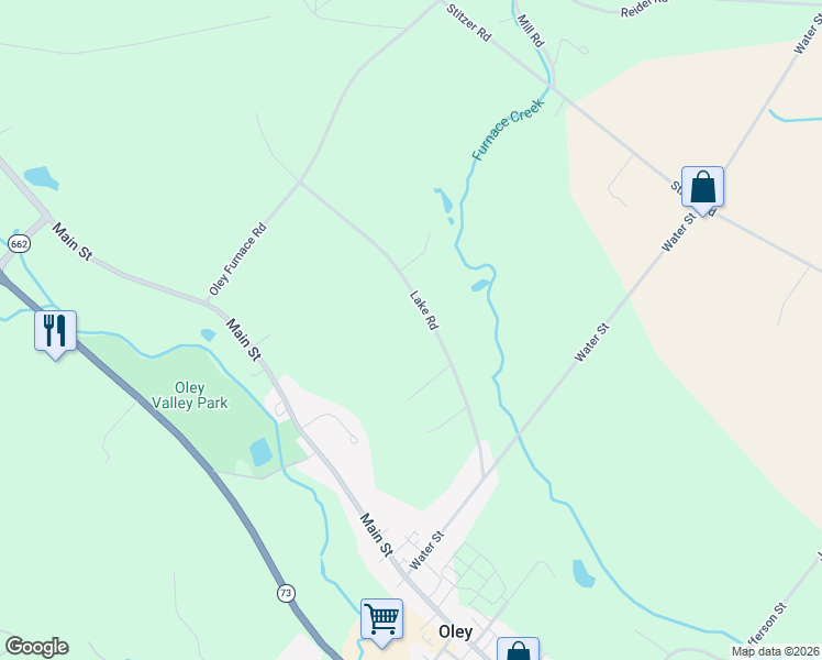 map of restaurants, bars, coffee shops, grocery stores, and more near 72 Lake Road in Oley