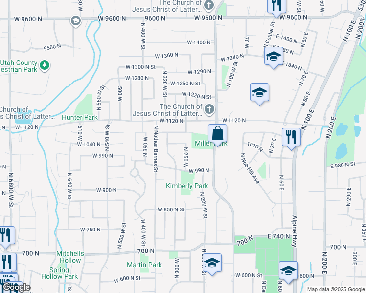 map of restaurants, bars, coffee shops, grocery stores, and more near 266 West 1060 North in American Fork